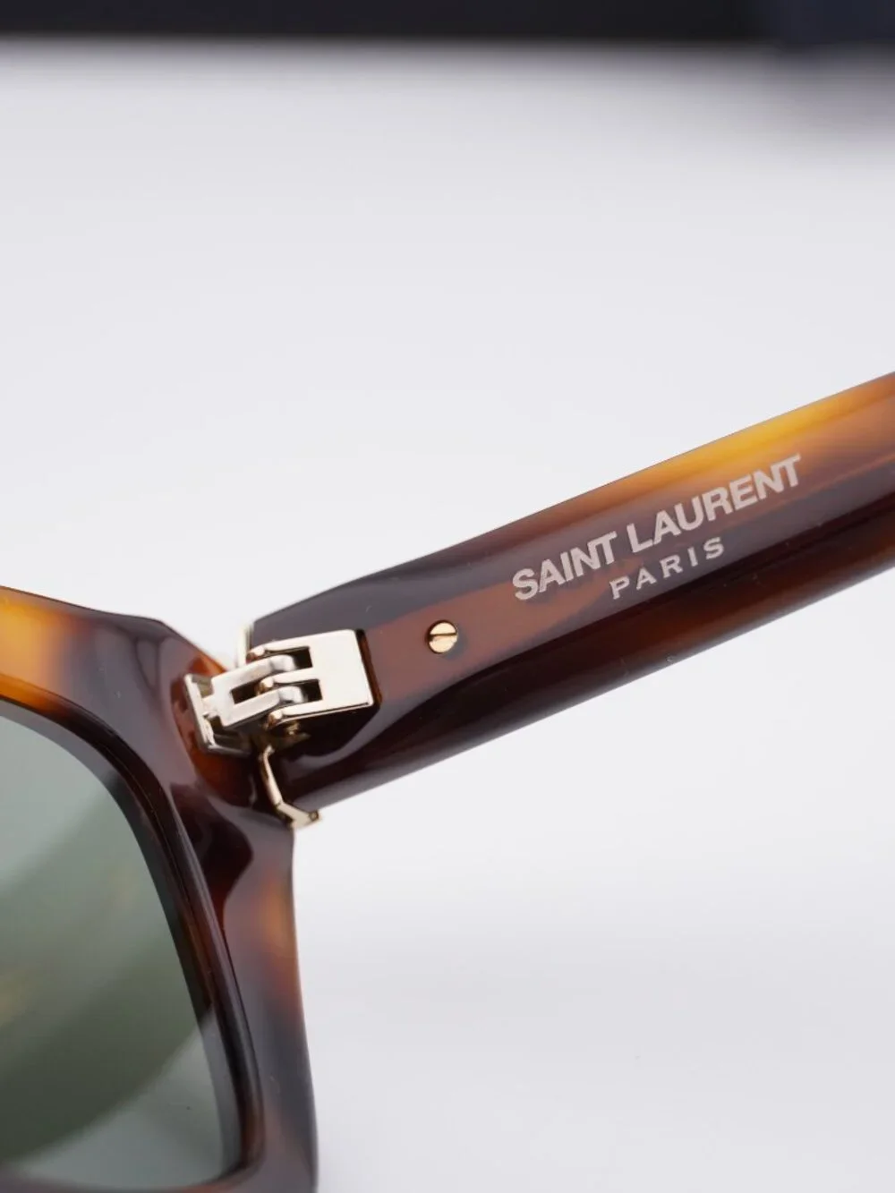 Saint Laurent SLM131 003 Rectangle Unisex Sunglasses - Havana / Green